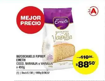 Atomo Conviene Emeth Bizcochuelo P/Prep. Coco, Naranja O Vainilla x 450g oferta