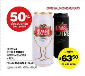 Atomo Conviene Stella Artois Noire O Clásica Cerveza x 473cc oferta
