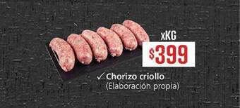 Supermercados Aiello Chorizo Criollo (Elaboración Propia) oferta