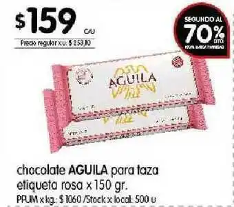 Disco Aguila Chocolate Para Taza Etiqueta Rosa x 150gr oferta