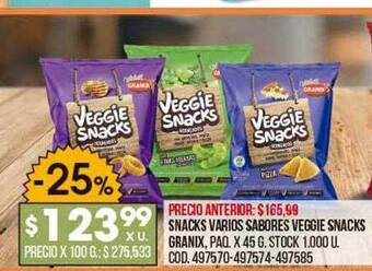 Coto Snacks varios sabores veggie snacks granix oferta