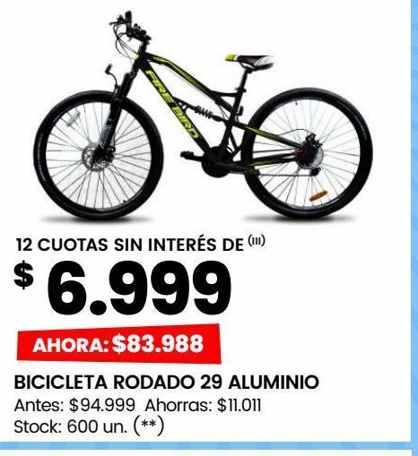 Bicicleta rodado 29 aluminio oferta en Changomas