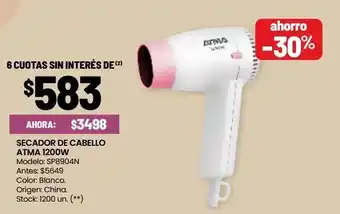 Changomas Secador de cabello atma 1200w oferta