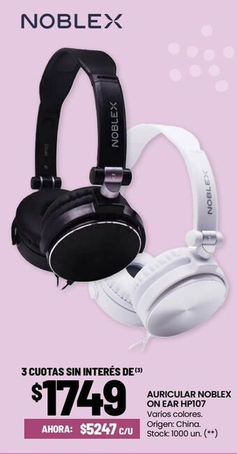 Changomas Auricular noblex on ear hp107 oferta