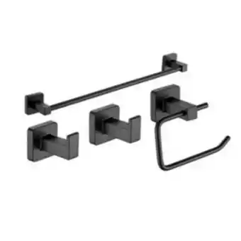Frávega Set de accesorios baño kit 4 piezas cubik black dantes oferta
