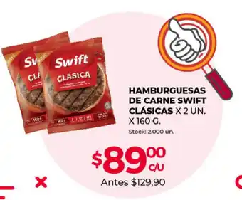 Supermercados Tadicor Swift Hamburguesas De Carne Clásicas x 2 un. x 160g oferta