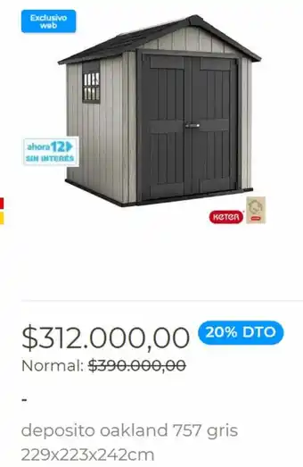 Easy Deposito Oakland 757 Gris 229x223x242cm oferta