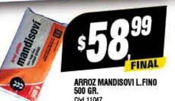 Supermercados Yaguar Arroz Mandisovi L.Fino 500 gr oferta