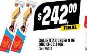 Supermercados Yaguar Galletitas Oblea 9 De Oro Choc. 140g oferta