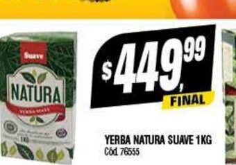 Supermercados Yaguar Yerba Natura Suave 1kg oferta