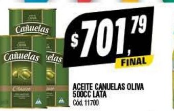 Aceite Canuelas Oliva 500cc Lata