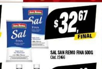 Supermercados Yaguar Sal San Remo Fina 500g oferta