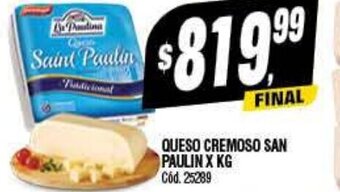 Supermercados Yaguar Queso Cremoso San Paulin X KG oferta