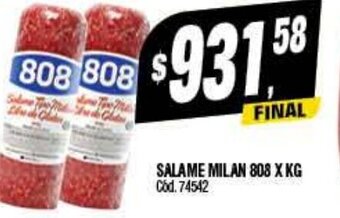 Supermercados Yaguar Salame Milan 808 X KG oferta