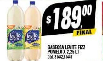 Supermercados Yaguar Gaseosa Levite Fizz Pomelo X 2.25 LT oferta