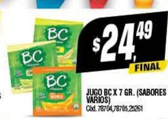 Supermercados Yaguar Jugo BC x 7 Gr. (Sabores Varios) oferta