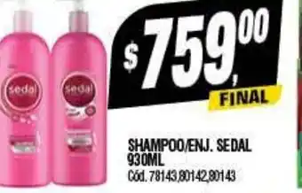 Supermercados Yaguar Shampoo/Enj. Sedal 930 ML oferta