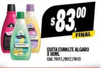 Supermercados Yaguar Quita Esmalte Algabo X 50ML oferta