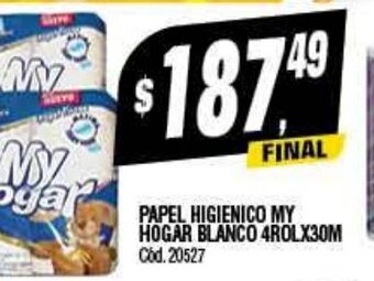 Supermercados Yaguar Papel Higienico My Hogar Blanco 4Rolx30M oferta