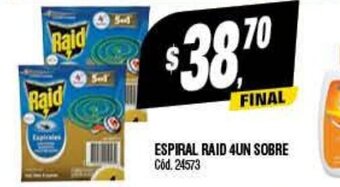 Supermercados Yaguar Espiral Raid 4Un Sobre oferta