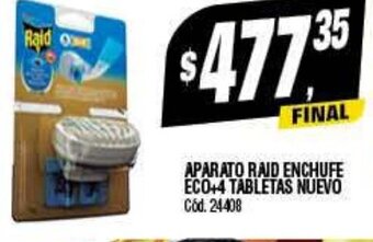 Supermercados Yaguar Aparato Raid Enchufe Eco+4 Tabletas Nuevo oferta