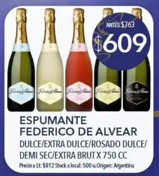 Espumante federico de alvear 750cc