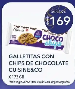 Jumbo Galletas con chips de chocolate cuisine&co 172g oferta