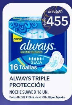 Jumbo Toallas femeninas always 16u oferta