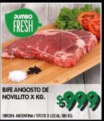 Jumbo Bife angosto de novillito x kg oferta