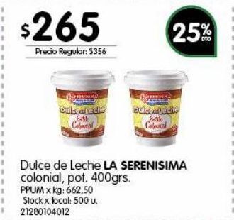 Jumbo Dulce de leche la serenísima 400g oferta