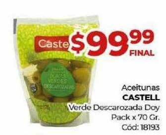 Diarco Aceitunas castell verde descarozada doy pack x 70 gr oferta