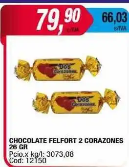 Maxiconsumo Chocolate felfort 2 corazones 26 gr oferta