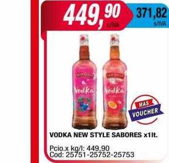 Maxiconsumo Vodka new style sabores x 1 lt oferta