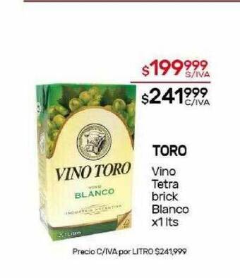 Nini Mayorista Toro vino tetra brick blanco oferta