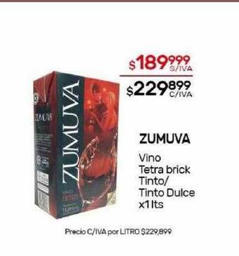 Nini Mayorista Zumuva vino tetra brick tinto tinto dulce oferta