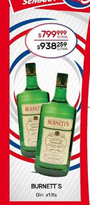 Nini Mayorista Burnett's gin oferta