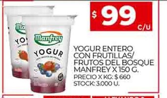 Supermercados DIA Yogur Entero Con Frutillas Frutos Del Bosque Manfrey x 150 g oferta