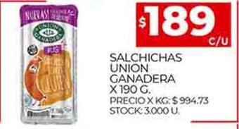 Supermercados DIA Salchichas Union Ganadera X 190 G oferta