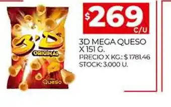 Supermercados DIA 3D Mega Queso X 151 G oferta