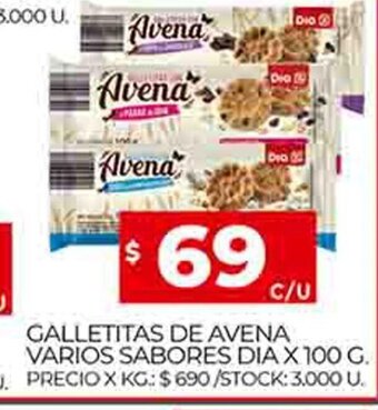 Supermercados DIA Galletitas De Avena Varios Sabores Dia x 100 g oferta