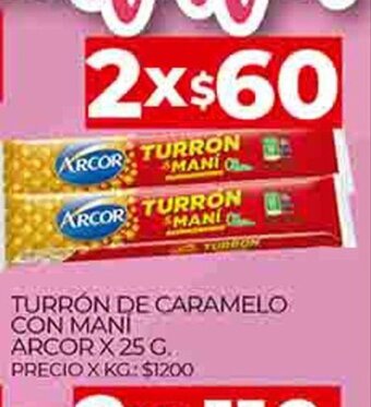 Supermercados DIA Turron De Caramelo Con Mani Arcor x 25 g oferta