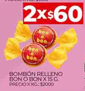 Supermercados DIA Bombon Relleno Bon o bon x 15 g oferta