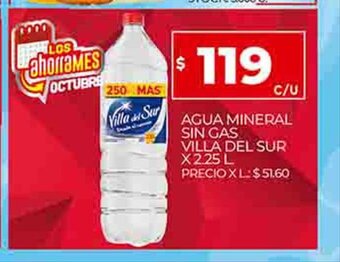 Supermercados DIA Agua Mineral Sin Gas Villa Del Sur X 2.25 L oferta