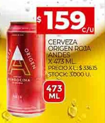 Supermercados DIA Cerveza Origen Roja Andes X 473 ML oferta