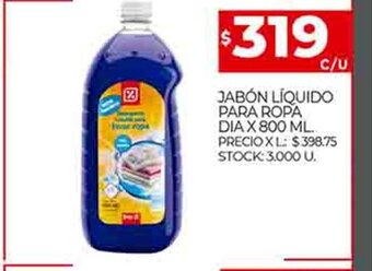 Supermercados DIA Jabon Liquido Para Ropa Dia X 800 ML oferta