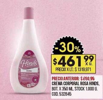 Coto Crema corporal rosa hinds oferta