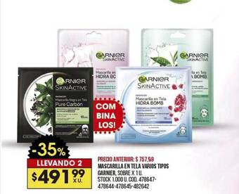 Coto Mascarilla en tela varios tipos garnier oferta