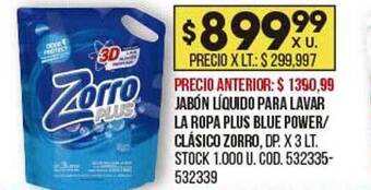 Coto Jabón líquido para lavar la ropa plus blue power clásico zorro oferta