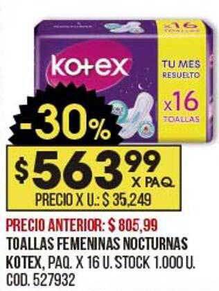 Coto Toallas femeninas nocturnas kotex oferta