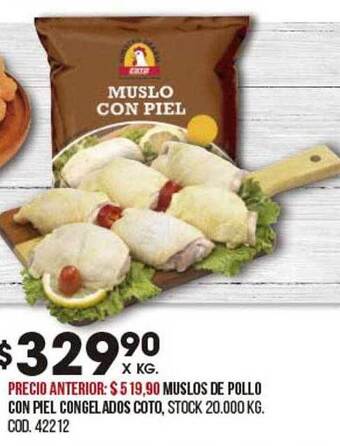 Coto Muslos de pollo con piel congelados coto oferta